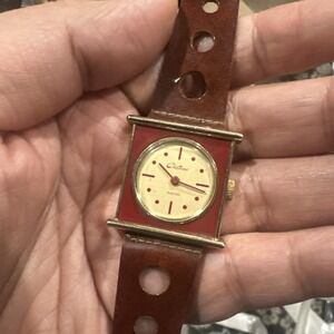 Works Vintage Chateau Mechanical Wind Up Ladies Watch Maroon 26mm Fit 7 Rare